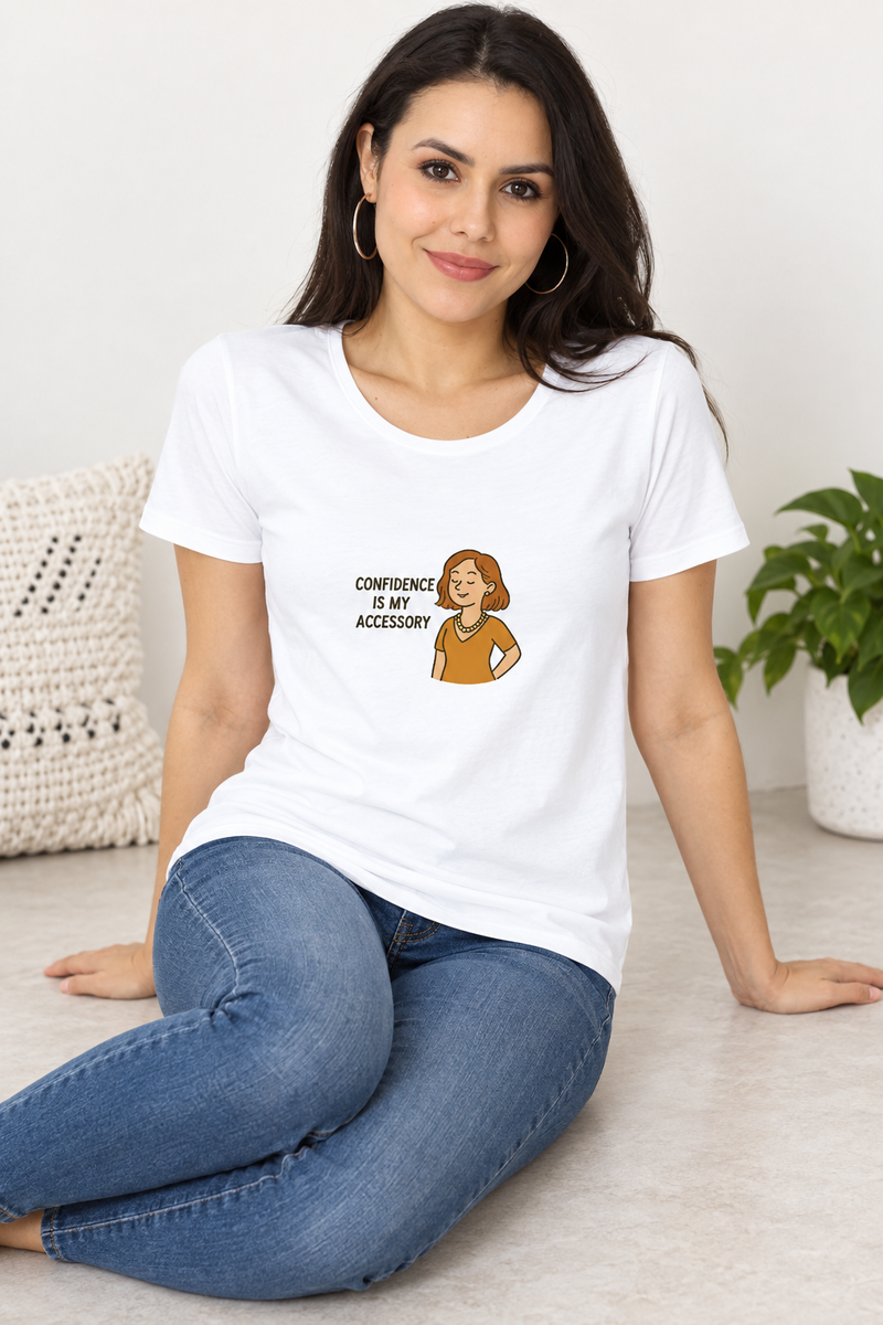 Confidence Women's T-Shirt - female model wearing tshirt - Front_1_c_1.jpg - 1