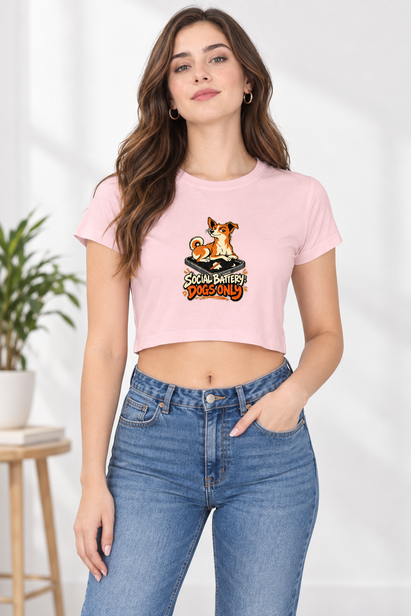 Dogs Only Women's Crop Top - female model wearing tshirt - Front_1_c_45.jpg - 1