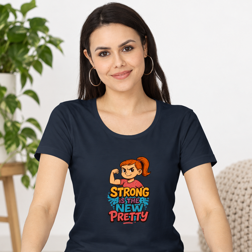 Strong Pretty Women's T-Shirt - female model wearing tshirt - Front_1_c_3.jpg - 1